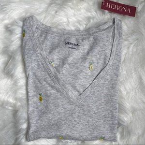 NEW Merona V-Neck with Lemon Accents, Gray
